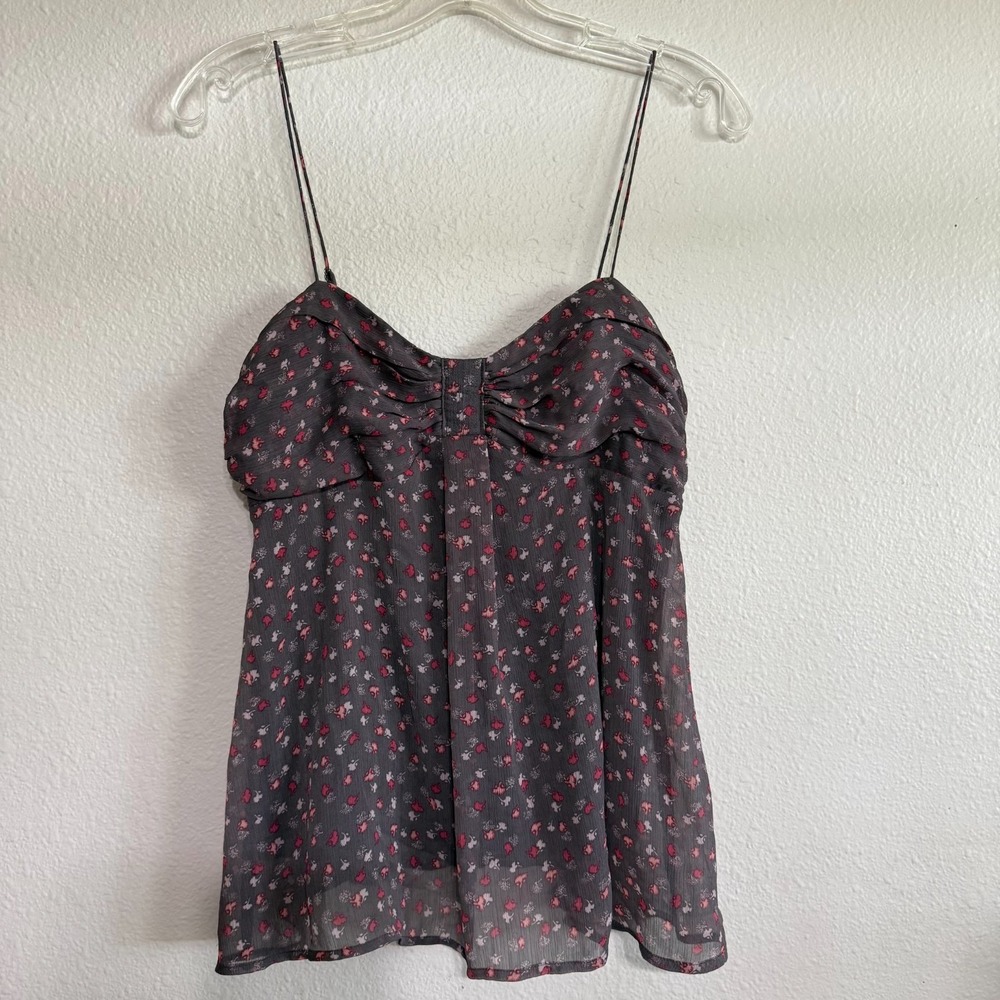 American Eagle Outfitters Camisole‎ Tank Womens Small Gray Floral Babydoll Top